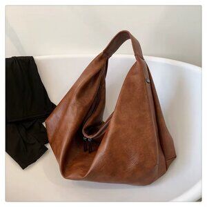 Trendy Large PU Leather Hobo Tote Shoulder Bag Women Crossbody Shopper